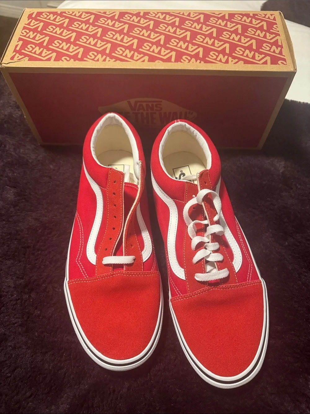 Vans Red and White Old Skool Sneakers